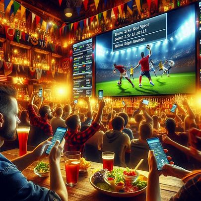 sports bar with fans cheering